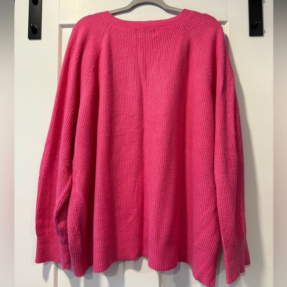 Old Navy Super Soft Bright Pink V-Neck Sweater Ladies Size XXL