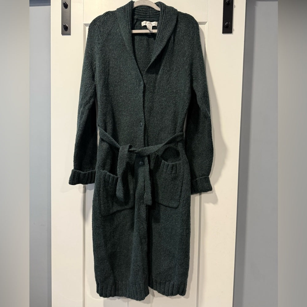 Jones New York Long Belted Wool Cardigan in Gray-Black Ladies Size Large