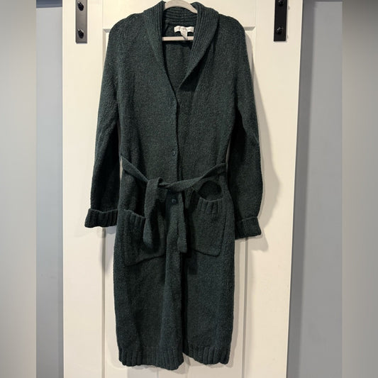 Jones New York Long Belted Wool Cardigan in Gray-Black Ladies Size Large