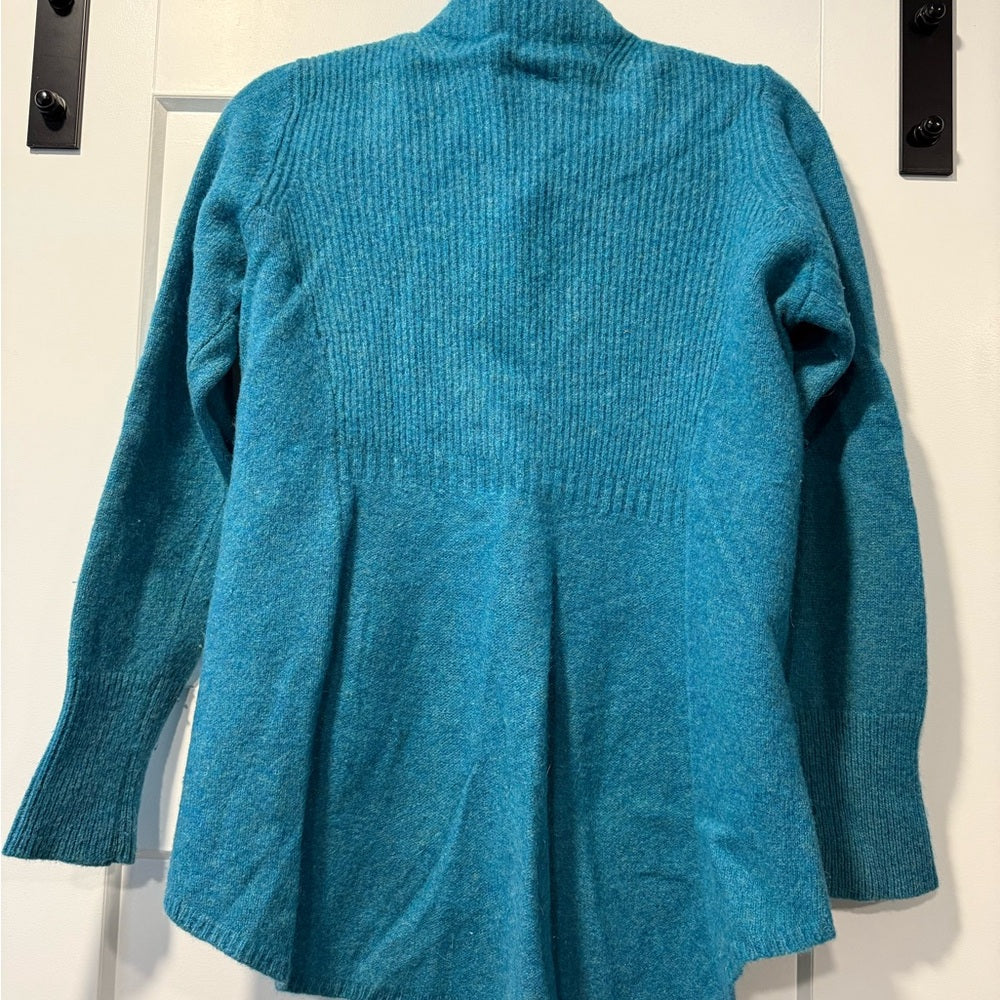 Vintage Eileen Fisher Teal Button-Up Cashmere Jacket Sweater Ladies Size Large