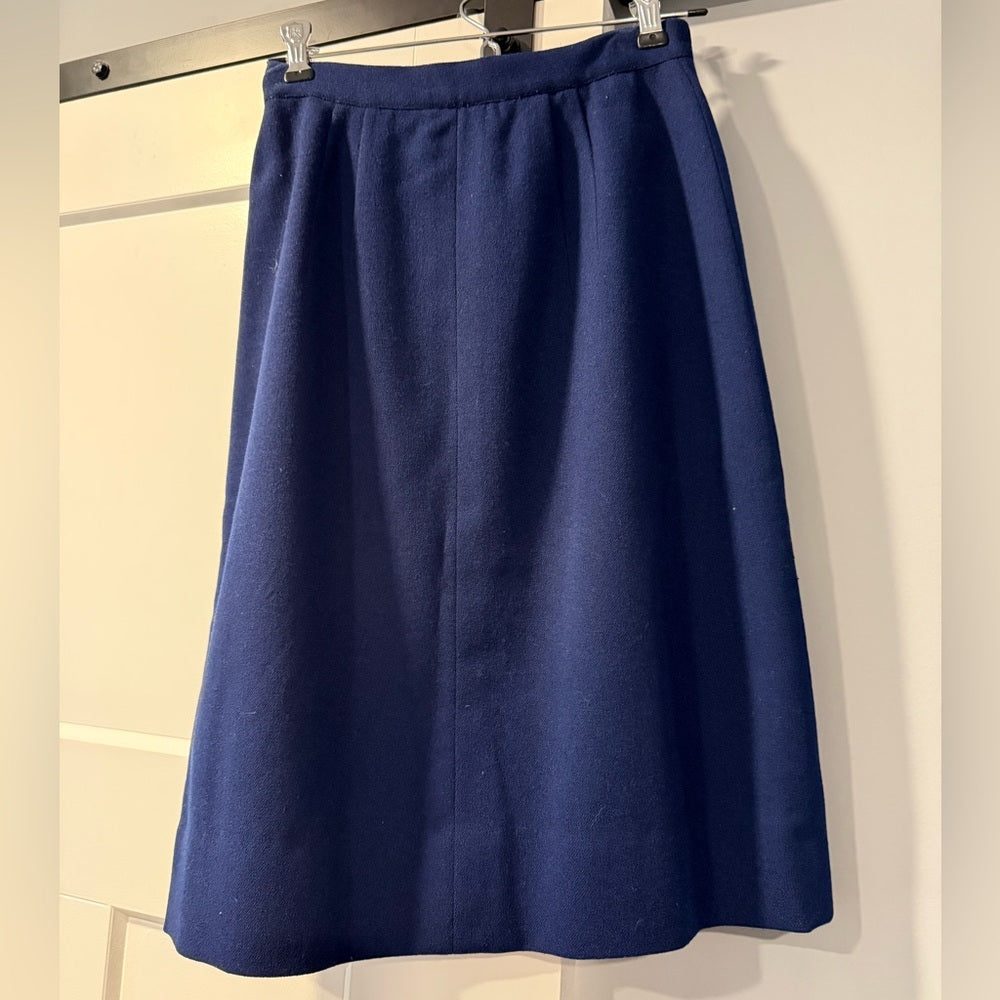 Vintage Pendleton Classic Navy Wool A-Line Skirt Ladies Size 10
