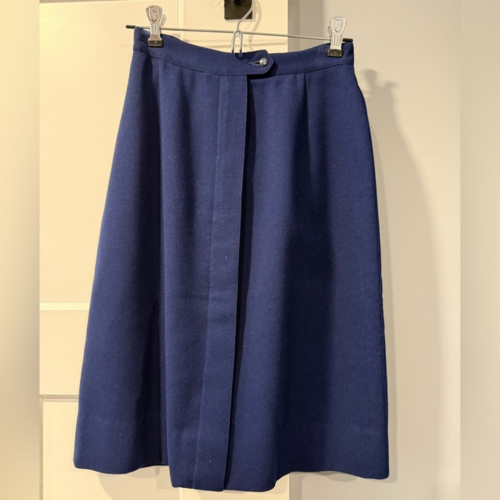 Vintage Pendleton Classic Navy Wool A-Line Skirt Ladies Size 10