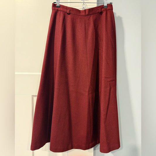 Vintage Burgundy Wool A-Line Skirt by Summit Sportwear Ladies Size 10