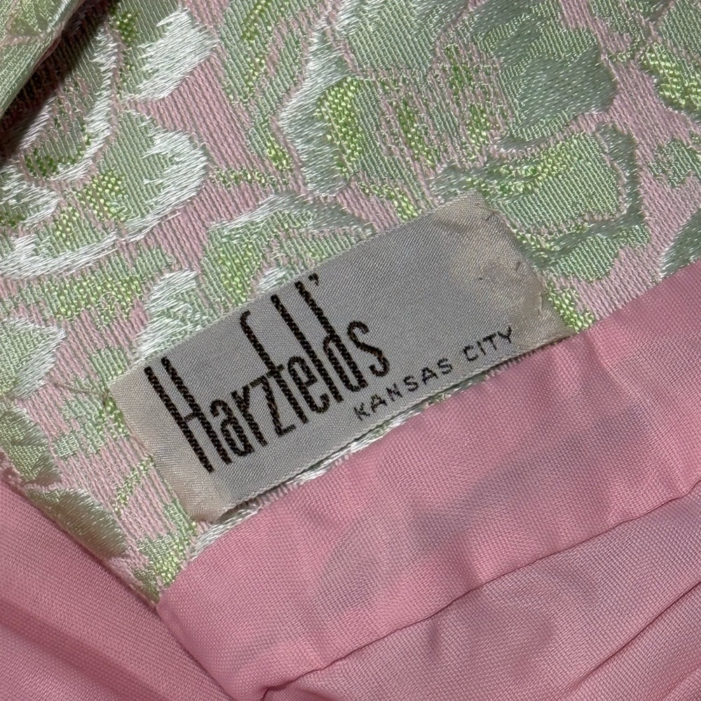Vintage Pink and Green Floral Brocade Jacket by Harzfeld’s Ladies Sz Small