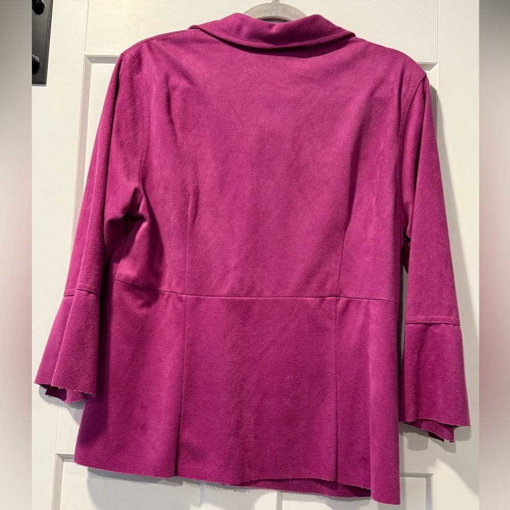 Vintage NWT Clio Women's Fuchsia Button-Down Sueded Shirt Sz Large