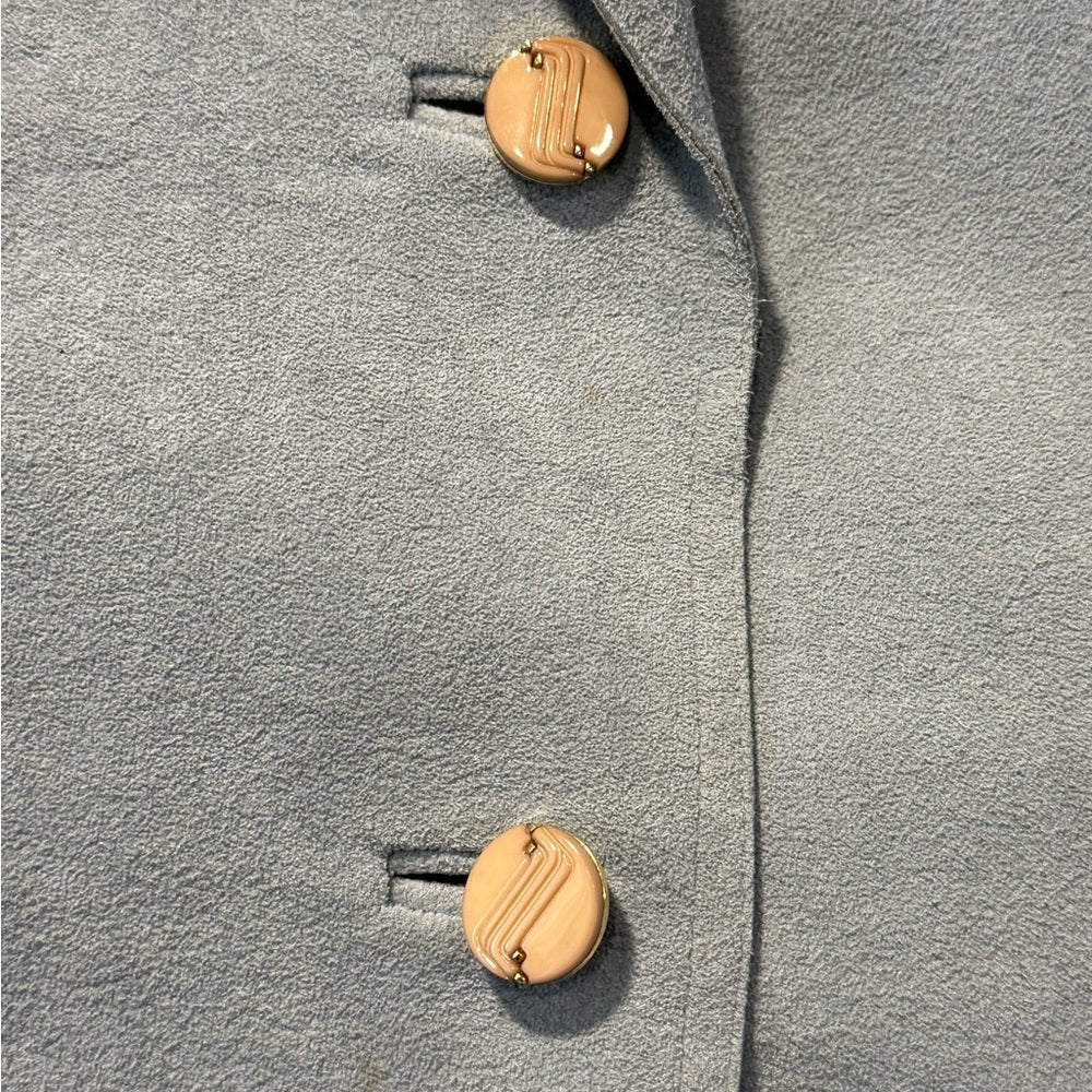 Vintage Ultrasuede Light Blue Jacket & Skirt Set Union Made Size 4