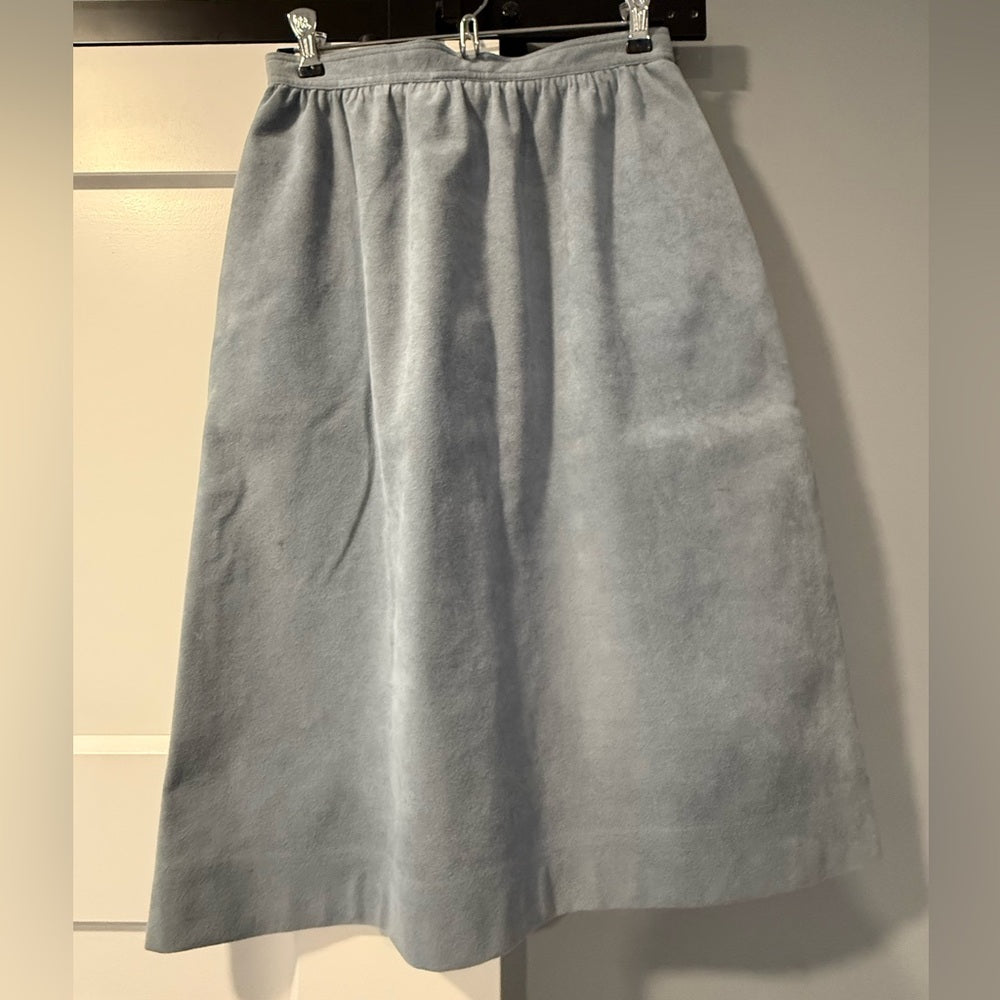 Vintage Ultrasuede Light Blue Jacket & Skirt Set Union Made Size 4