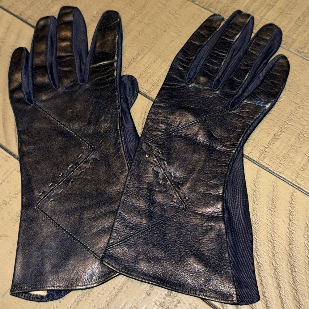 Vintage Ladies Elegant Black Leather Dress Gloves by Sendra Gloves – Retro Refresh