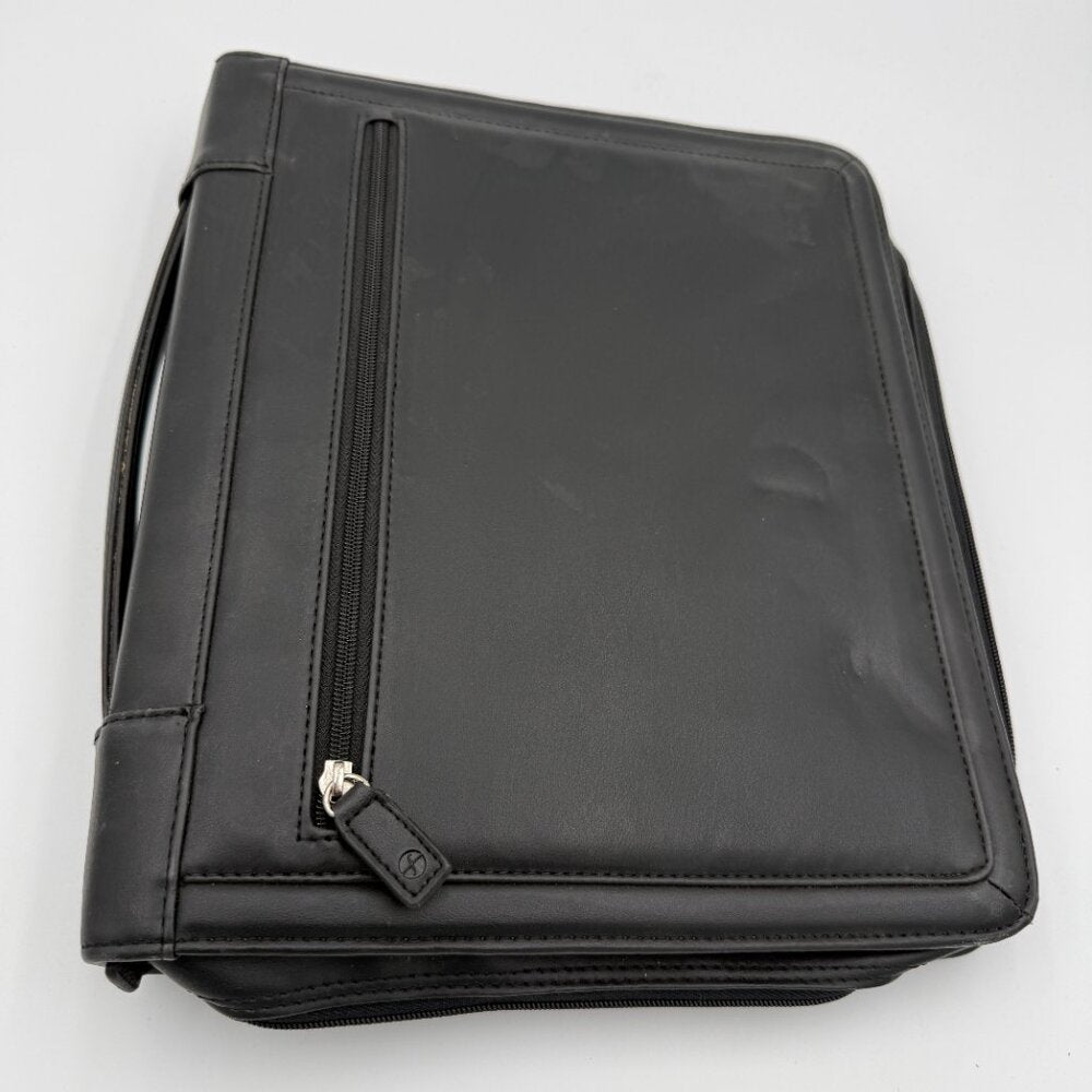 Vintage Black Leather Foray Portfolio