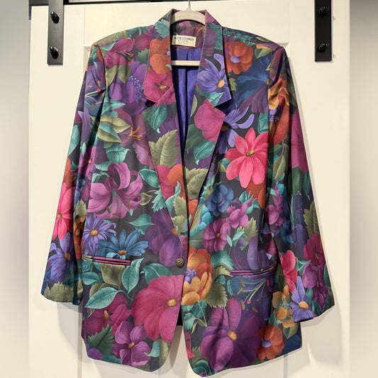 Vintage Alfred Dunner Vibrant Floral Blazer Women’s Size 22 W