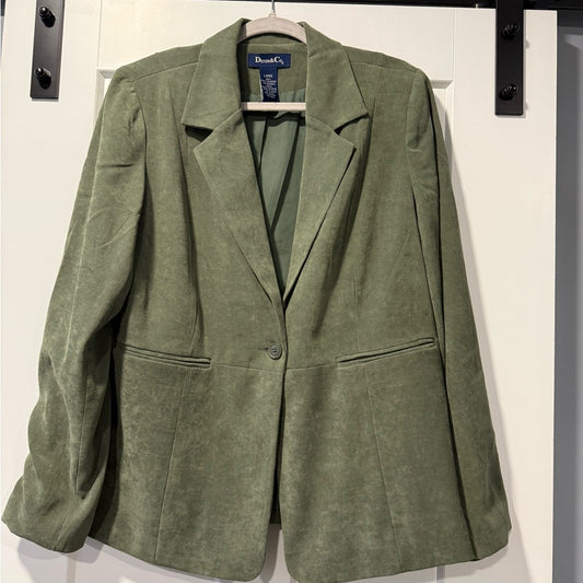 Denim & Co. Sueded Sage Green Blazer Ladies Size Large