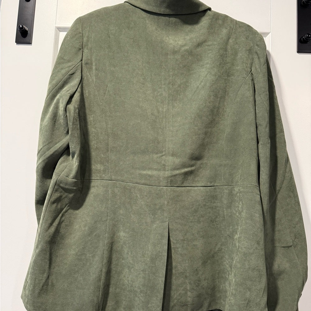 Denim & Co. Sueded Sage Green Blazer Ladies Size Large