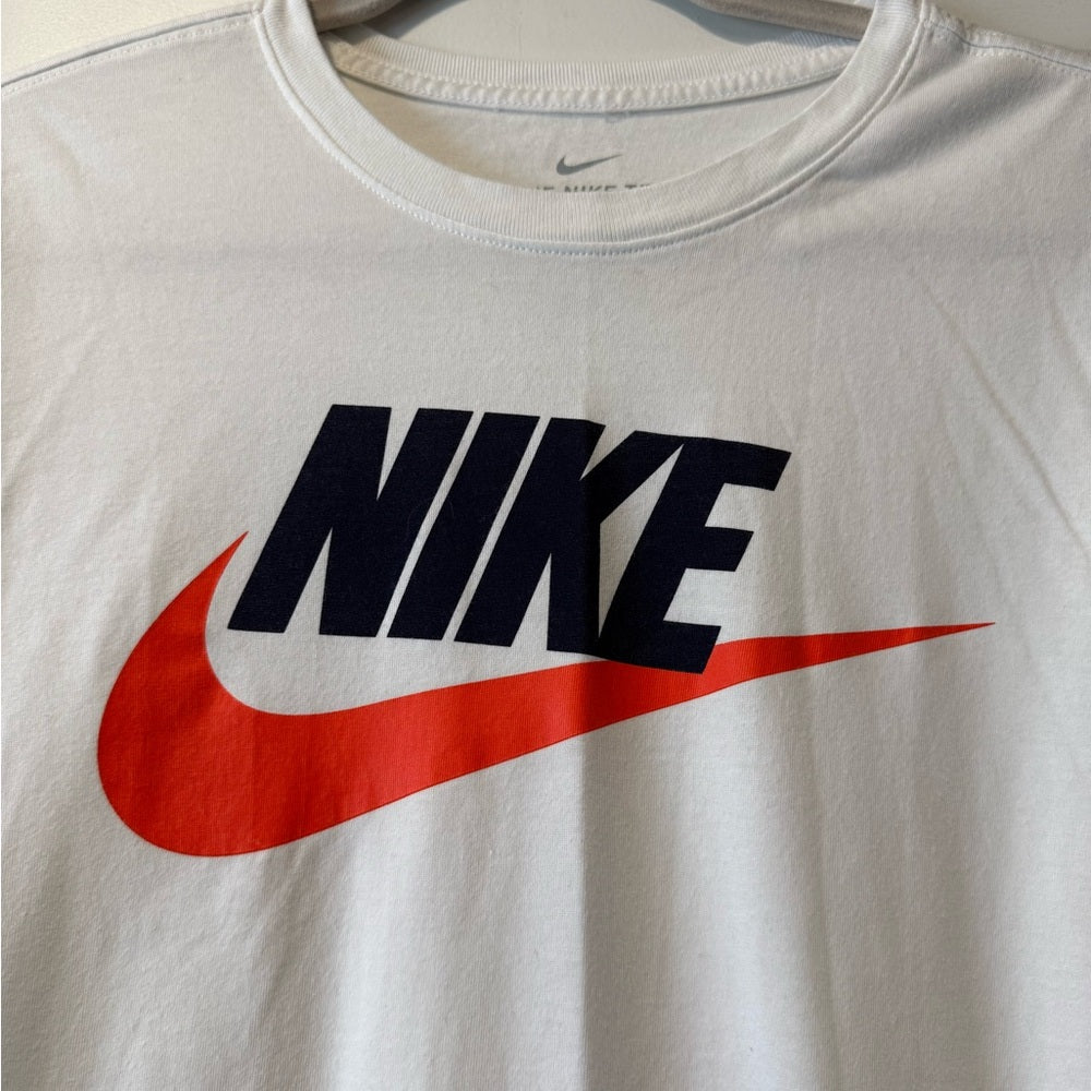 Nike White Tee With Black and Orange Accents Size Small