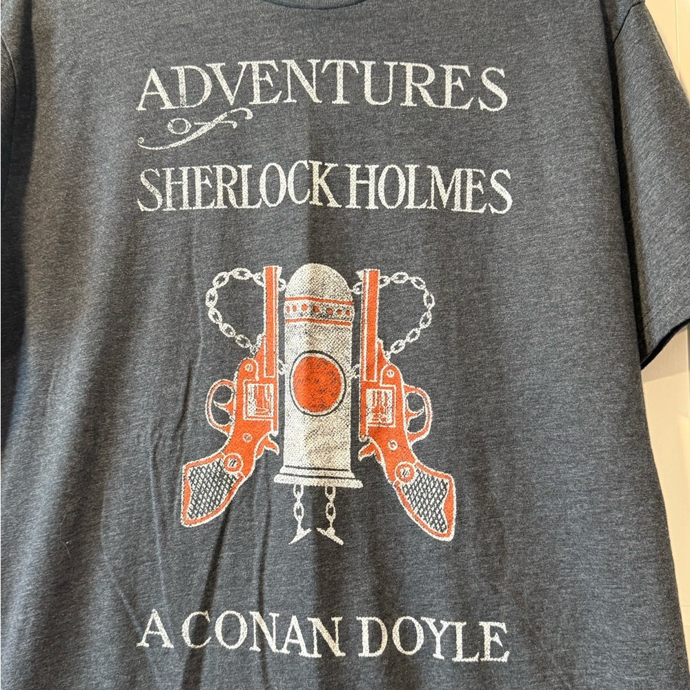 Vintage Out of Print Tees Sherlock Holmes Heather Gray T-Shirt Size Large