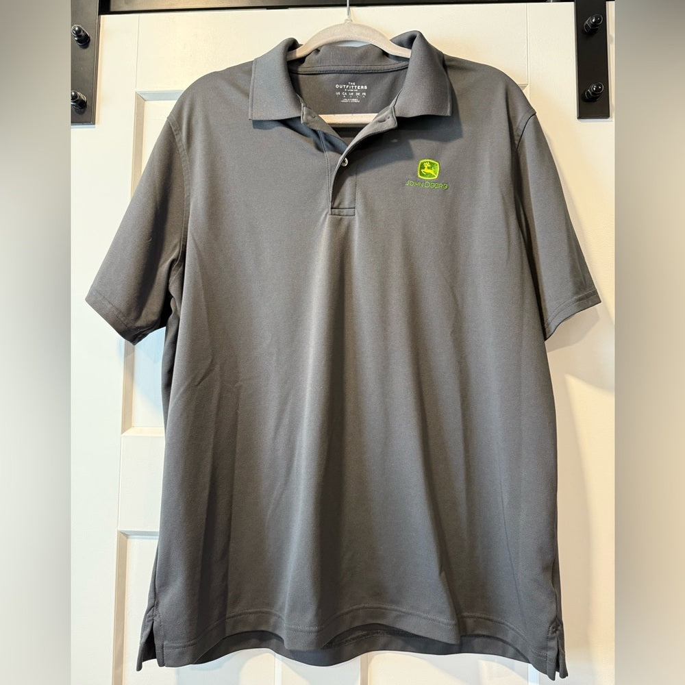 John Deere Charcoal Quick-Dry Polo Shirt Men’s Size Large
