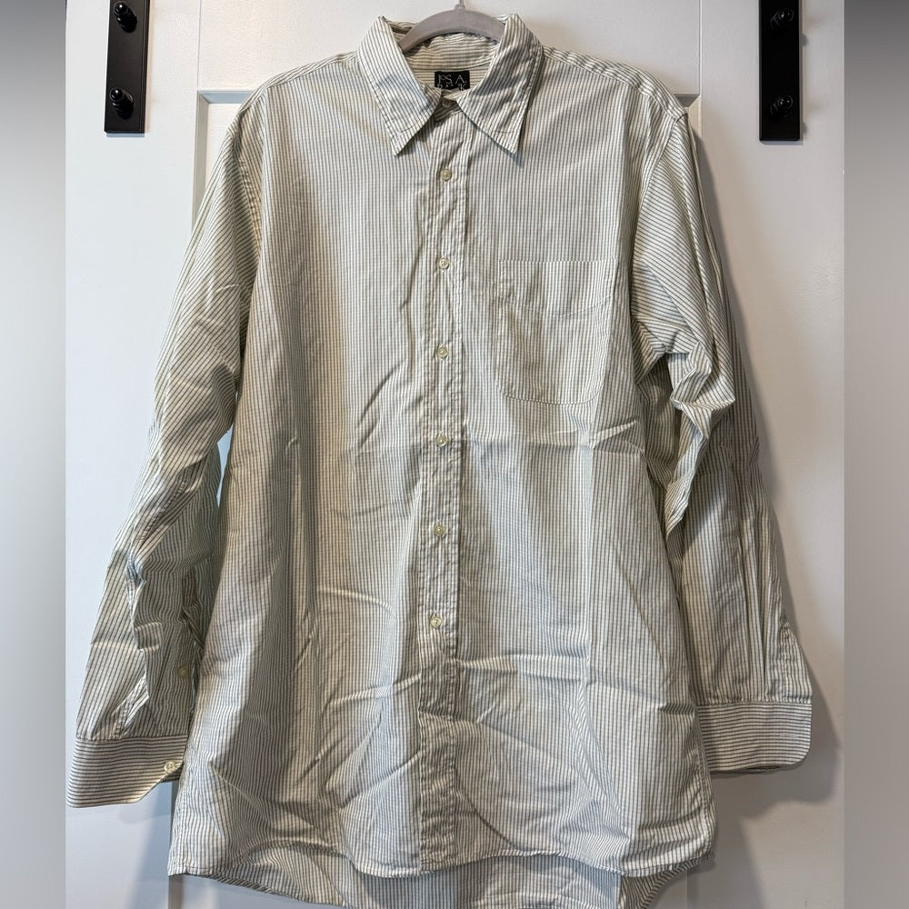 Jos. A. Bank Sage Green Striped Casual Button-Down Shirt Size 16 - 34
