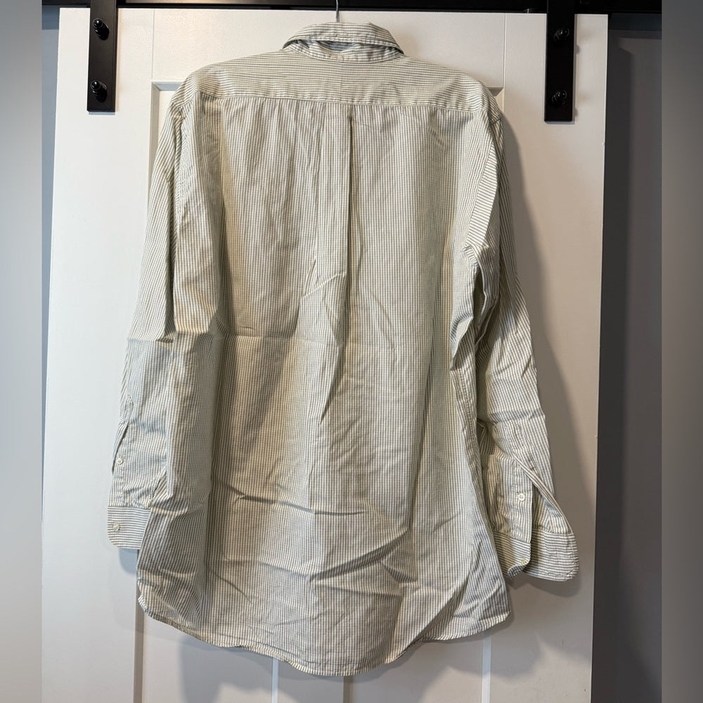 Jos. A. Bank Sage Green Striped Casual Button-Down Shirt Size 16 - 34