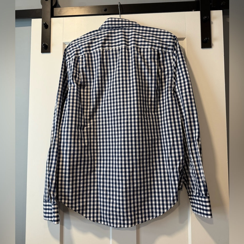 GAP Navy and White Gingham Non-Iron Shirt Men’s Size Large
