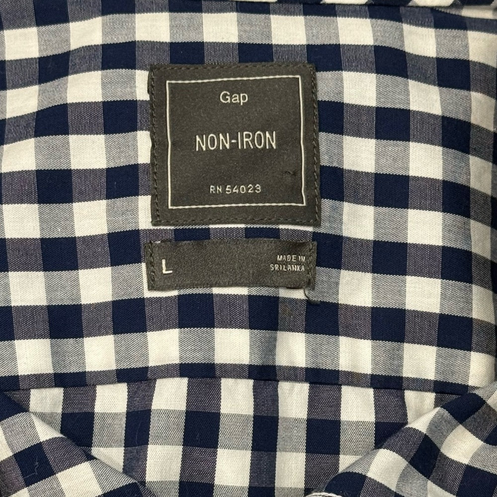 GAP Navy and White Gingham Non-Iron Shirt Men’s Size Large