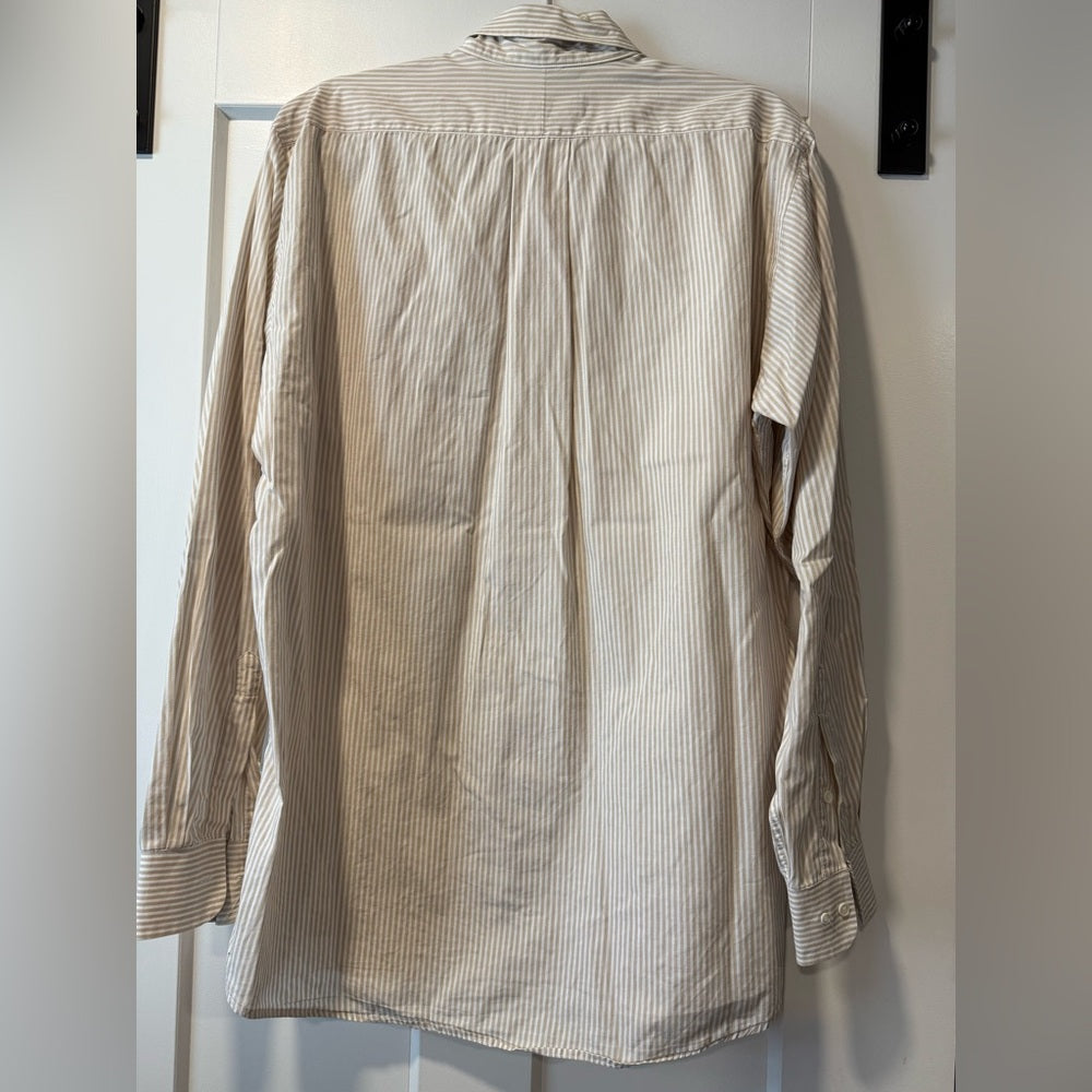 Jos. A. Bank Corporate Collection Beige Striped Button-Down Shirt Sz 16 x 34/35