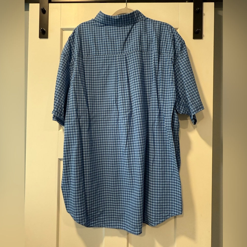 Van Heusen Blue Gingham Men's Short-Sleeved Dress Shirt Size 3XL