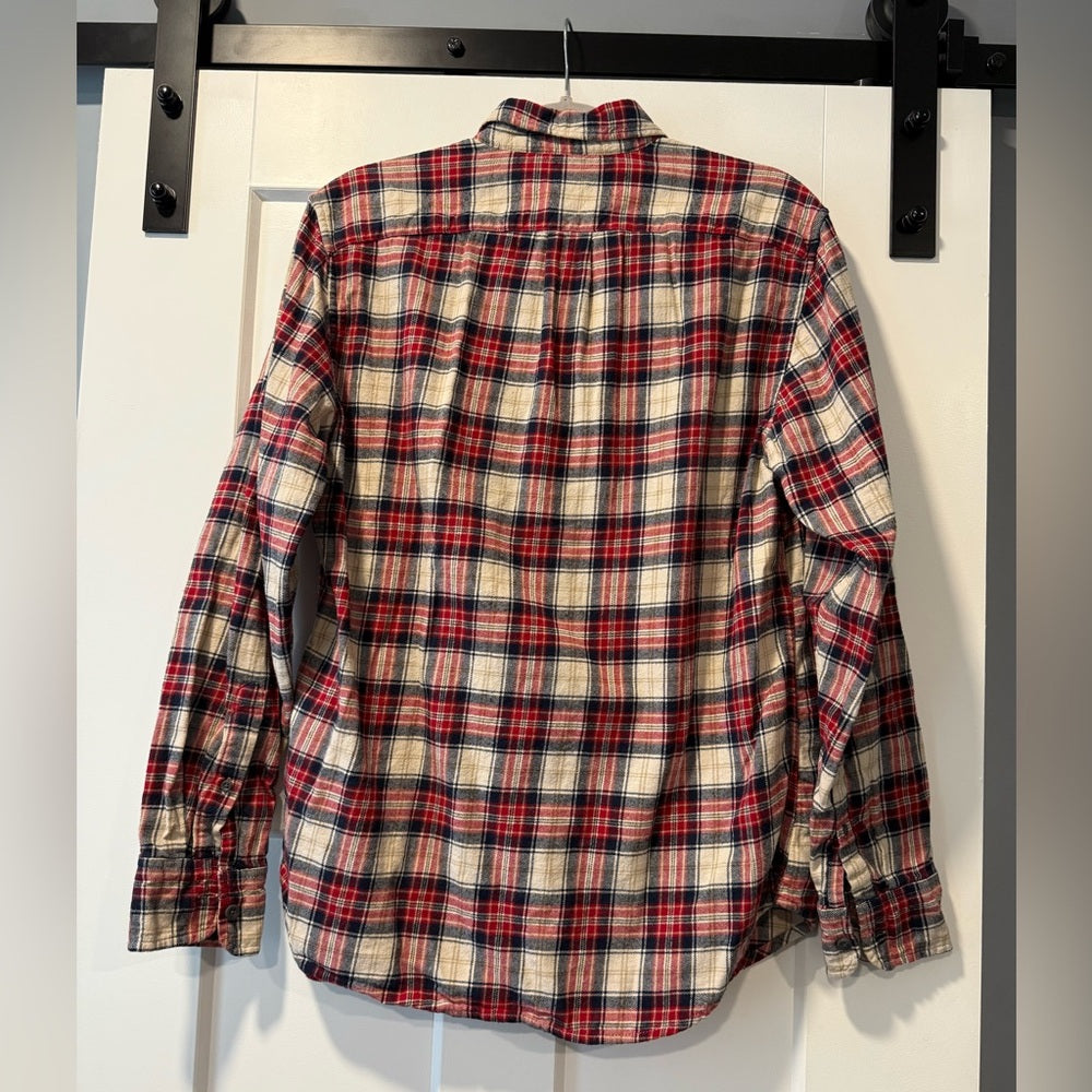 J. Crew Red and Cream Plaid Flannel Shirt Men’s Size Medium