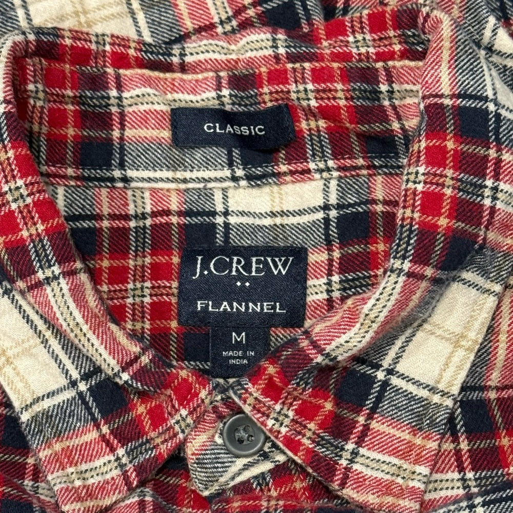 J. Crew Red and Cream Plaid Flannel Shirt Men’s Size Medium