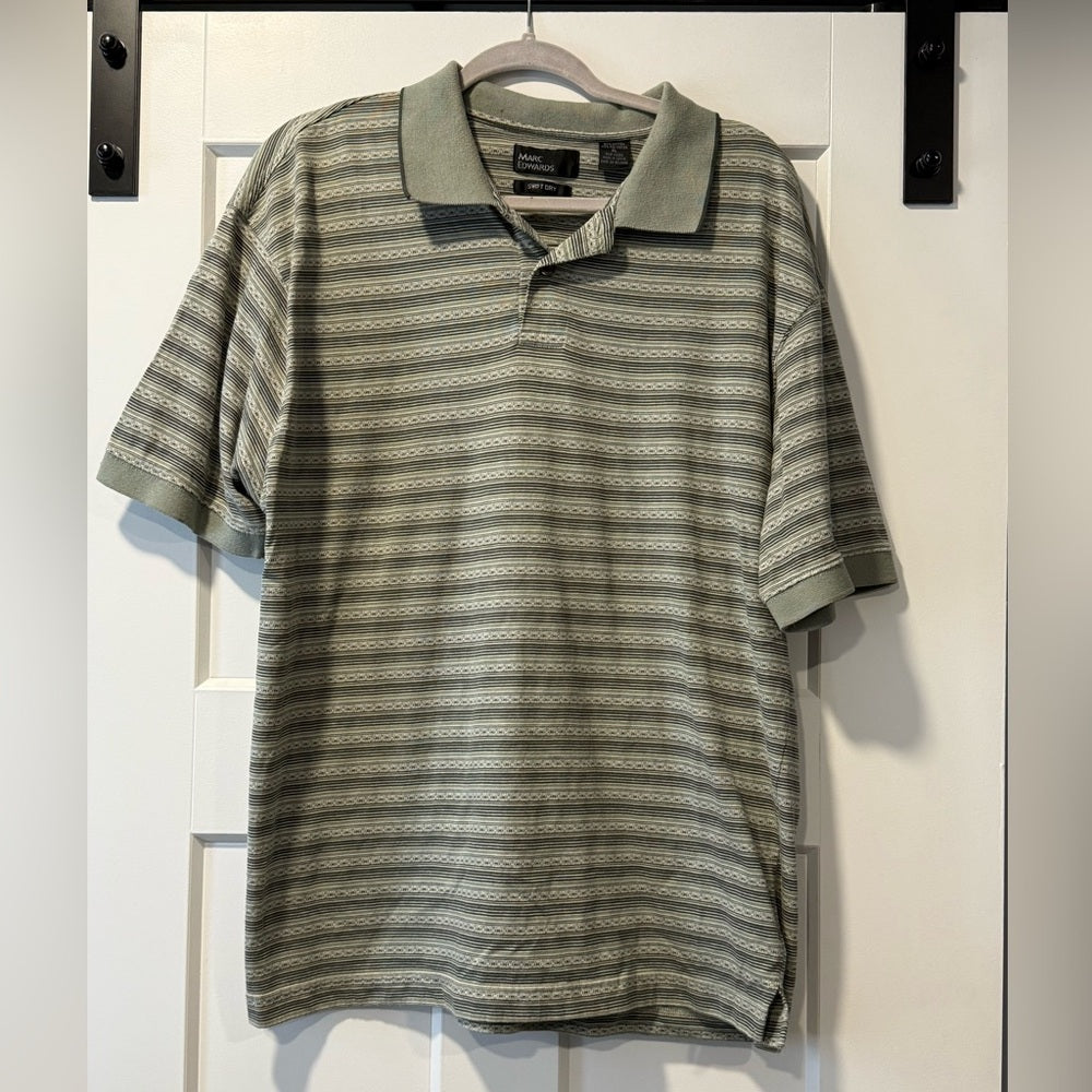 Marc Edwards Classic Olive Striped Swift Dry Polo Shirt Men’s Size XL