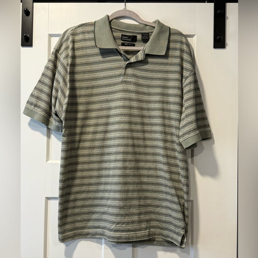 Marc Edwards Classic Olive Striped Swift Dry Polo Shirt Men’s Size XL