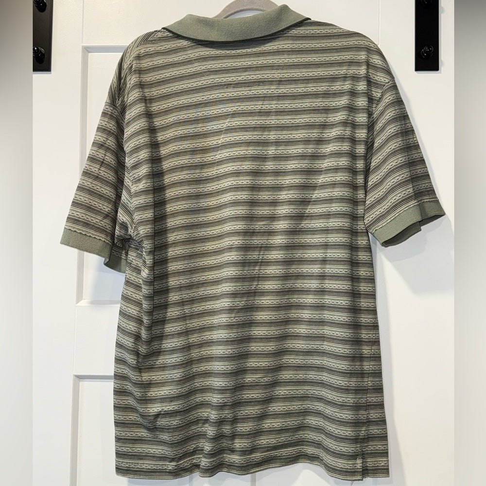 Marc Edwards Classic Olive Striped Swift Dry Polo Shirt Men’s Size XL