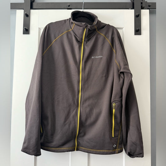 Columbia Men's Charcoal Fleece-Lined Jacket With Yellow Trim Size XL