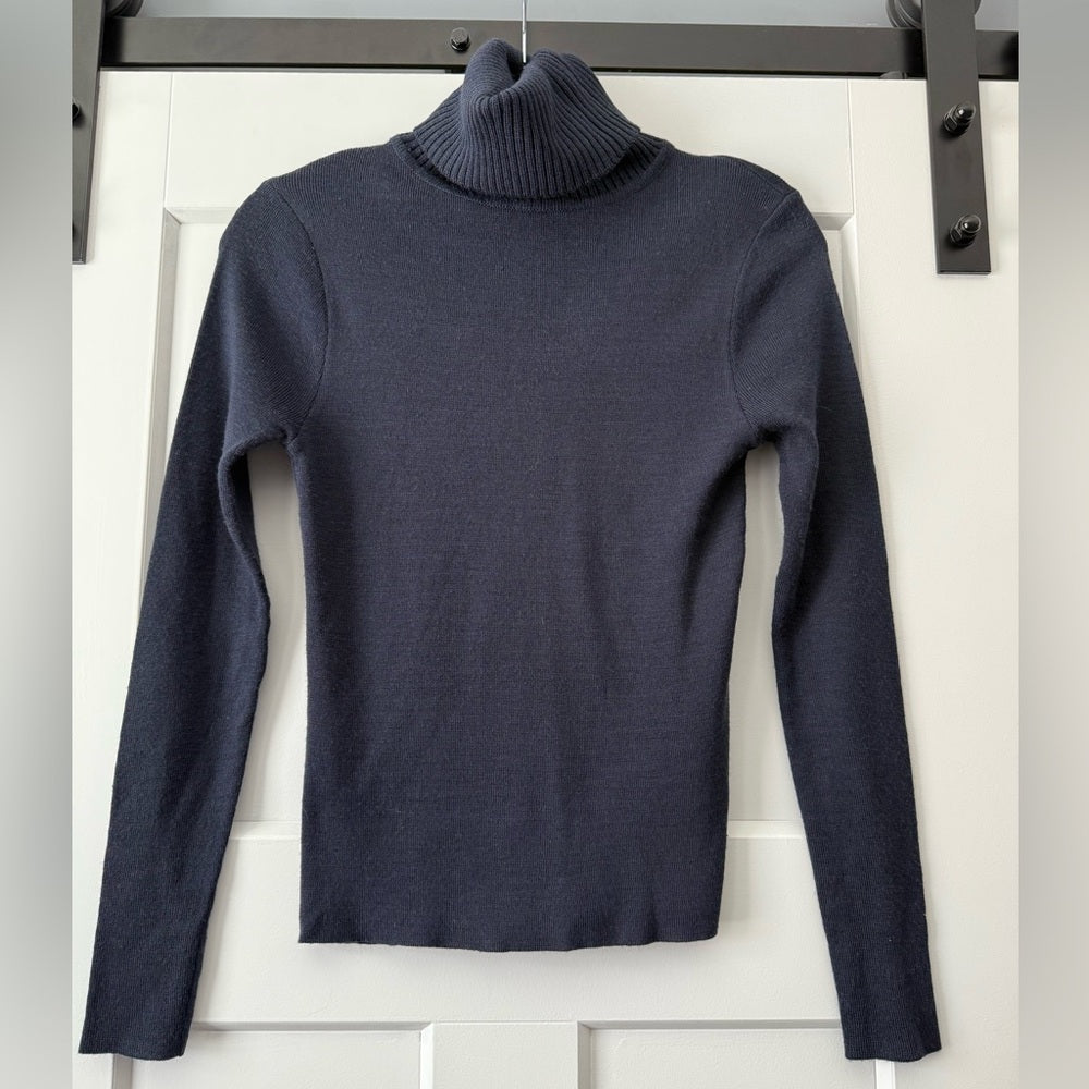 Vintage Wool-Blend Navy Turtleneck Sweater Ladies Size Large