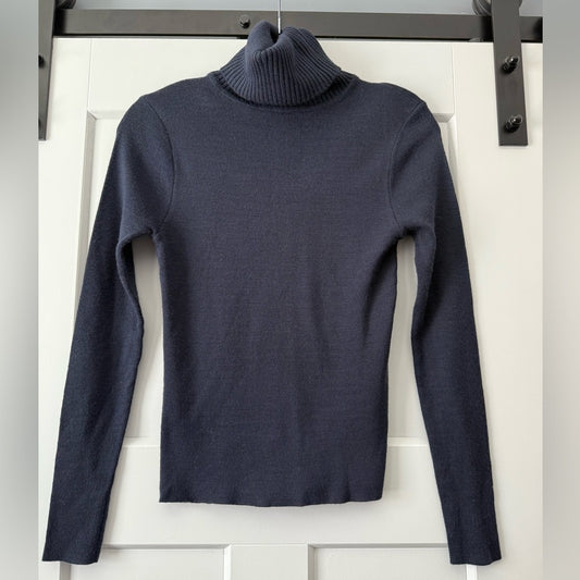 Vintage Wool-Blend Navy Turtleneck Sweater Ladies Size Large