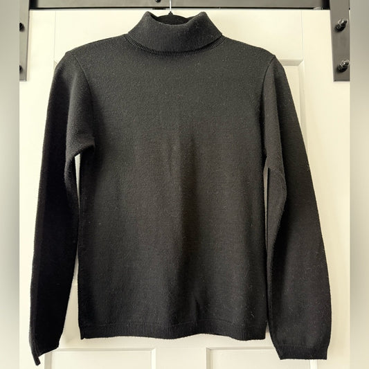 Vintage Koret Zipper-Back Black Turtleneck Sweater Ladies Size Large