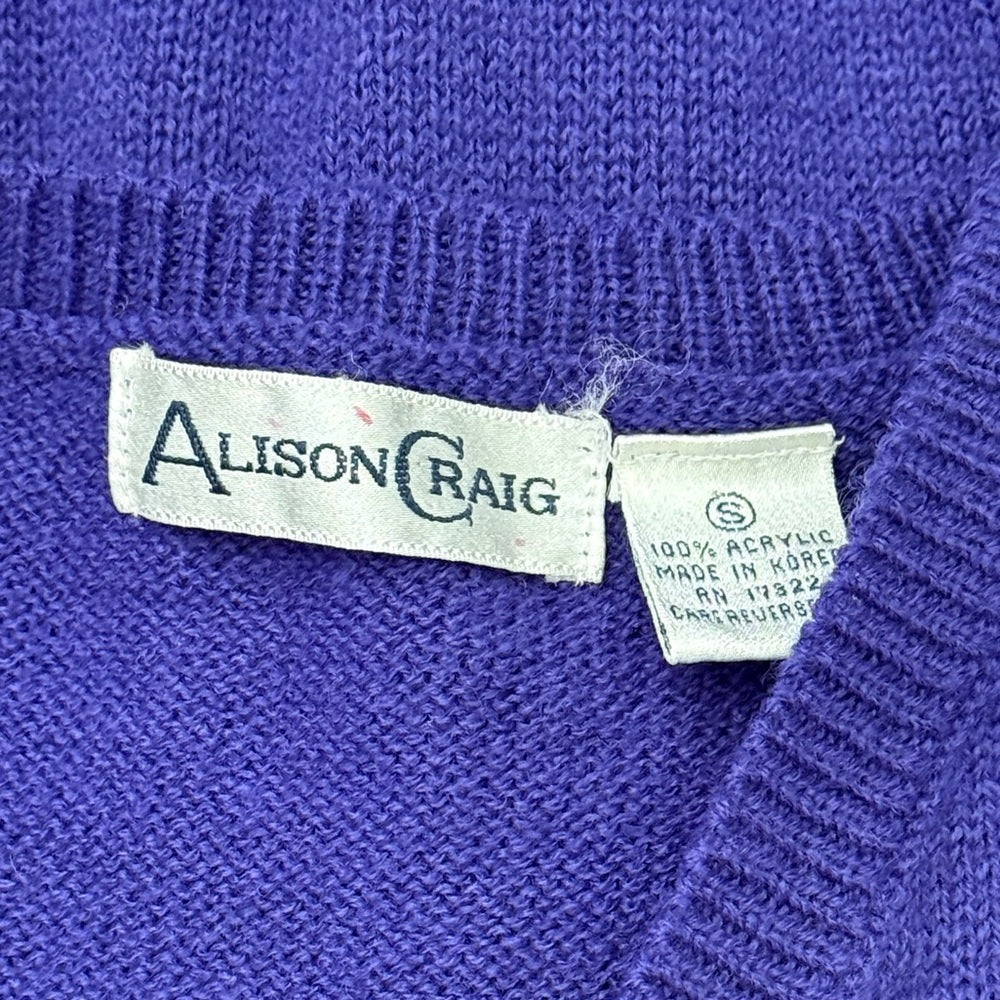 Vintage Alison Craig Purple Sweater Vest Ladies Size Small