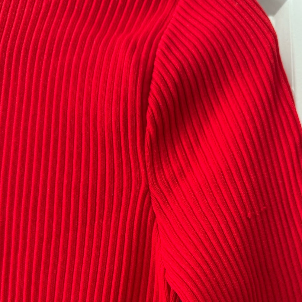 Vintage Montgomery Ward Vibrant Red Ribbed Long Sleeve Top Ladies Large