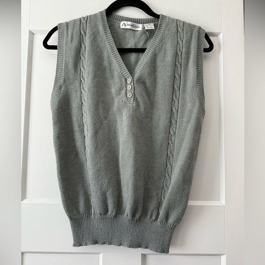 Vintage Alison Craig Gray Cable Knit Sweater Vest Ladies Size Small