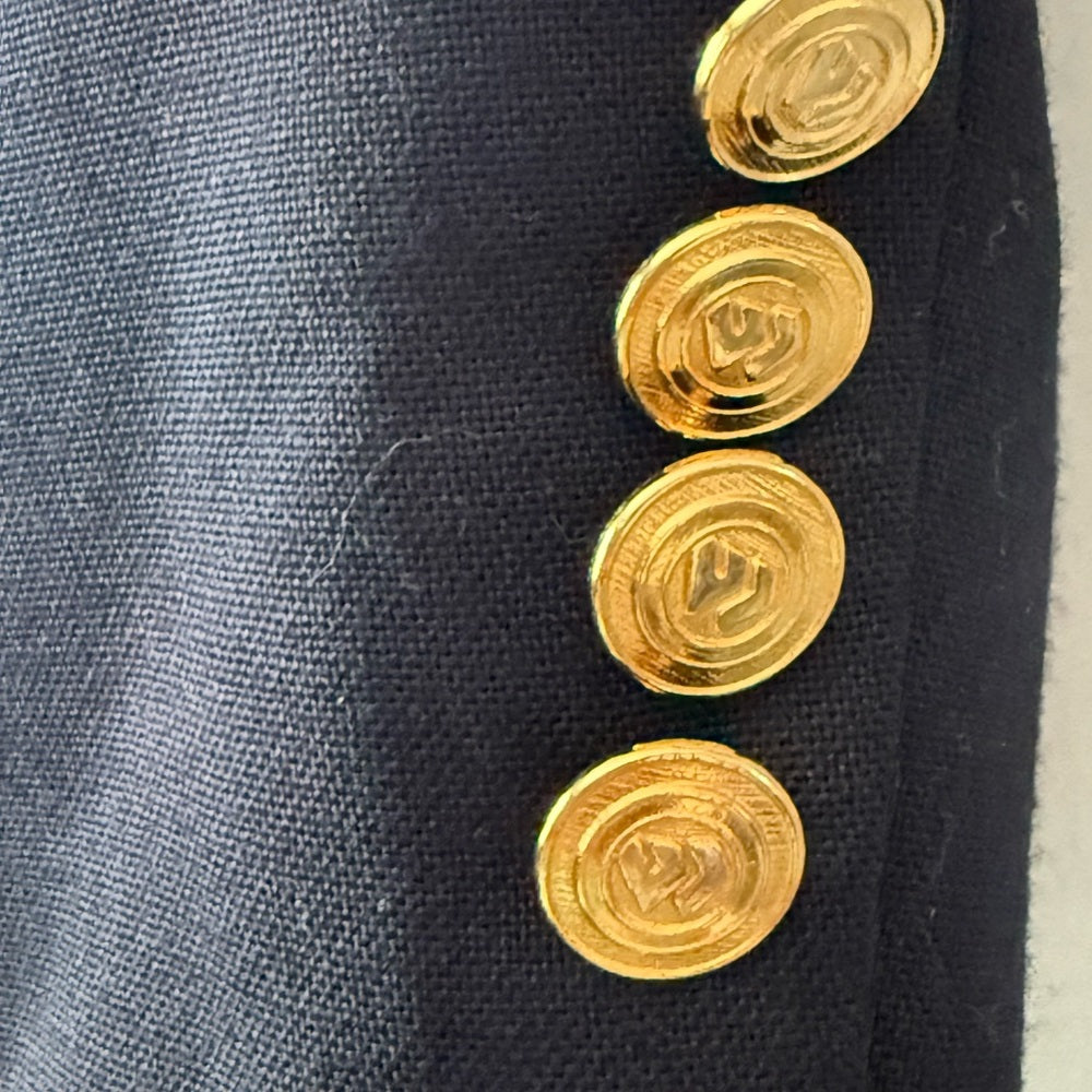Wimbledon Classic Navy Wool-Blend Blazer With Gold Button Accents Size 50 R