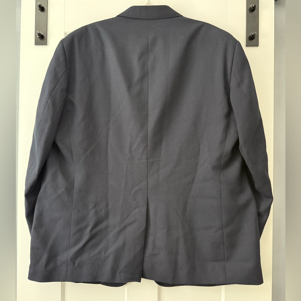 Wimbledon Classic Navy Wool-Blend Blazer With Gold Button Accents Size 50 R
