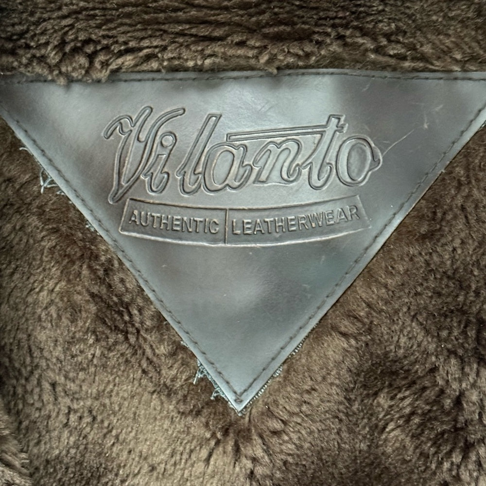 Vintage Vilanto Men's Brown Leather Jacket With Faux Fur Lining Size XXXL