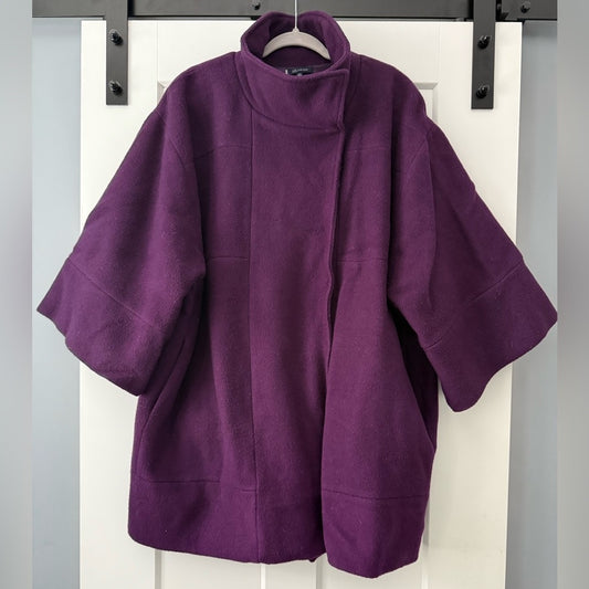 Gorgeous! Anne Klein Deep Purple Cape-Style Wool Coat Women’s Size 2X