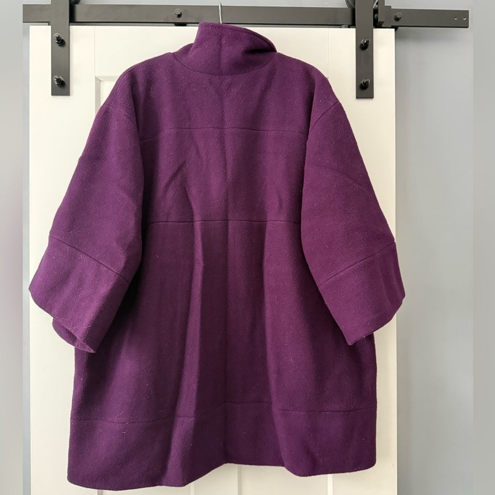 Gorgeous! Anne Klein Deep Purple Cape-Style Wool Coat Women’s Size 2X