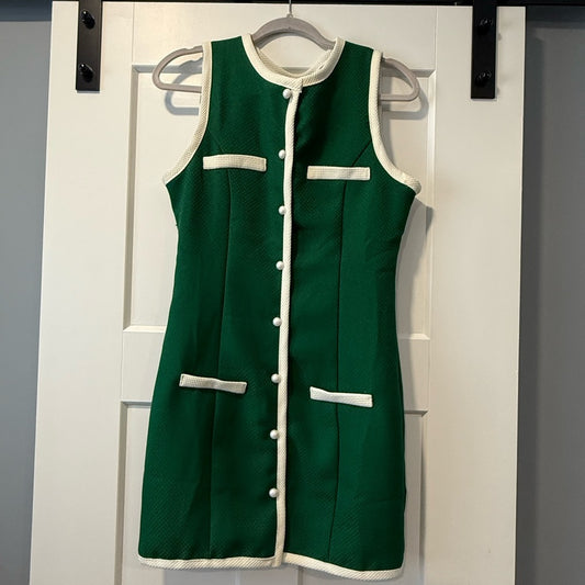 TCEC Green Sleeveless Mini Dress With White Trim Ladies Size Medium NEW!