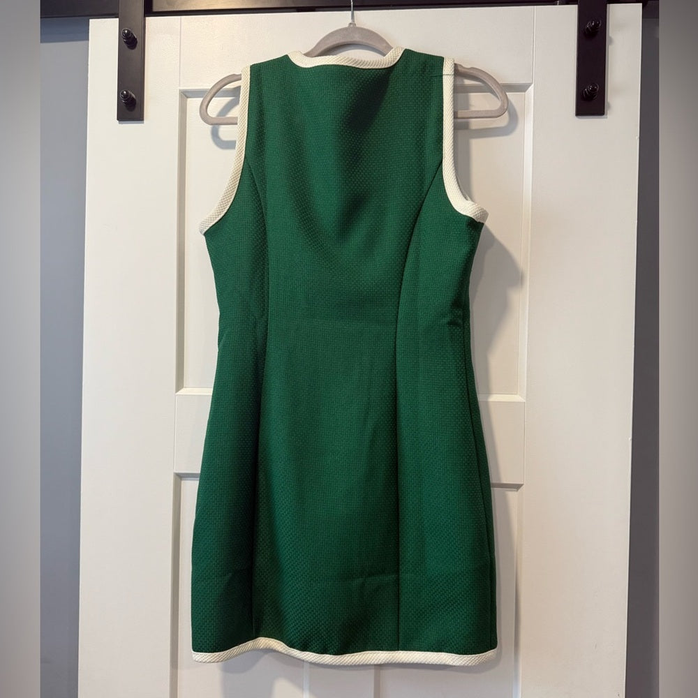 TCEC Green Sleeveless Mini Dress With White Trim Ladies Size Medium NEW!
