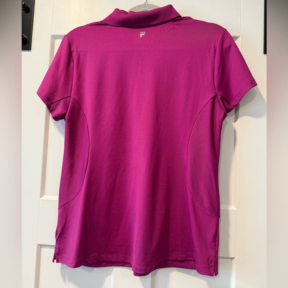 Fila Women's Dark Pink Short Sleeve Zip-Front Polo Size Large