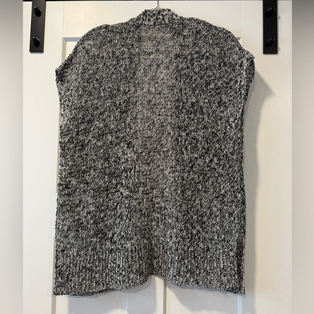 Eileen Fisher Black and White Marled Open Sleeveless Cardigan Ladies Size XS