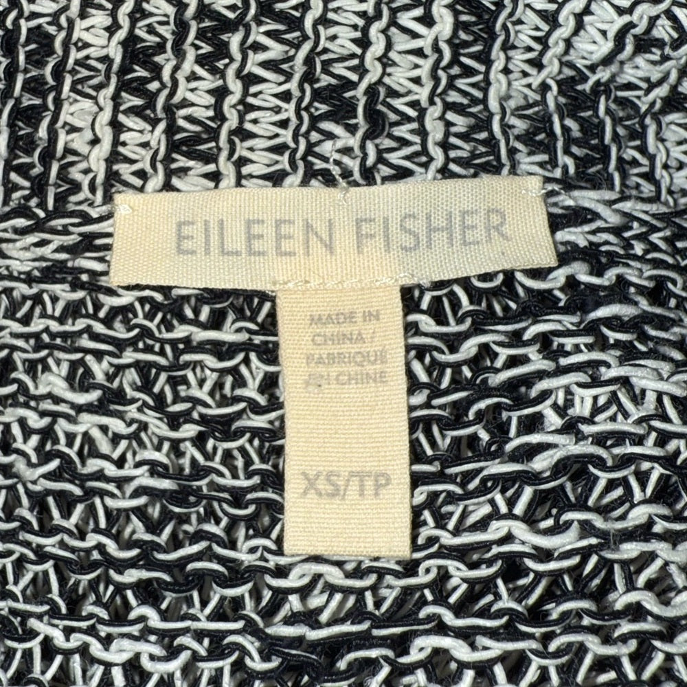 Eileen Fisher Black and White Marled Open Sleeveless Cardigan Ladies Size XS