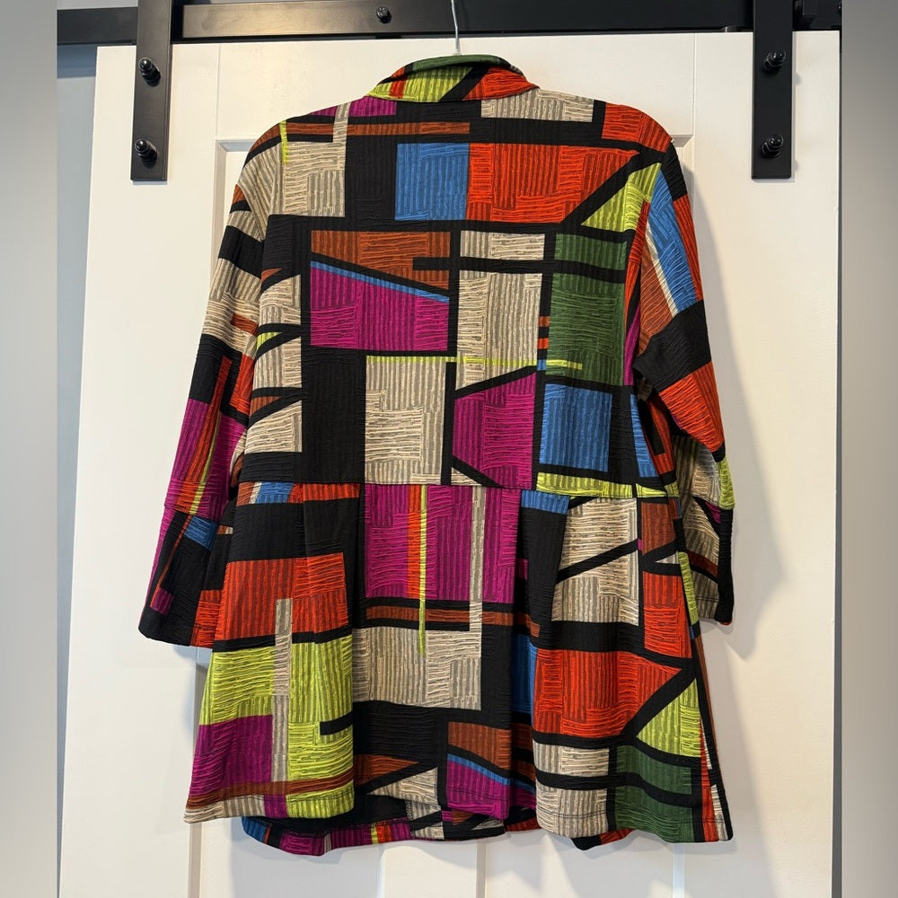 NWT Ali Miles Multicolor Geometric Flowy Long Top Ladies Size XL