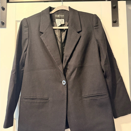 Sag Harbor Black Classic Wool Blazer Ladies Size 8 Petite
