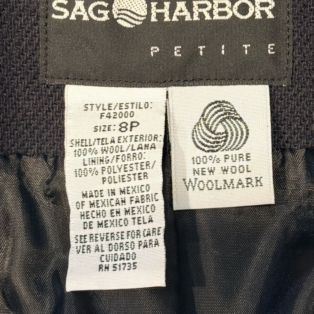 Sag Harbor Black Classic Wool Blazer Ladies Size 8 Petite